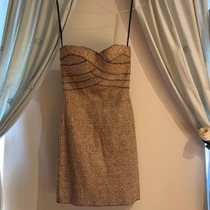 Strapless gold dress